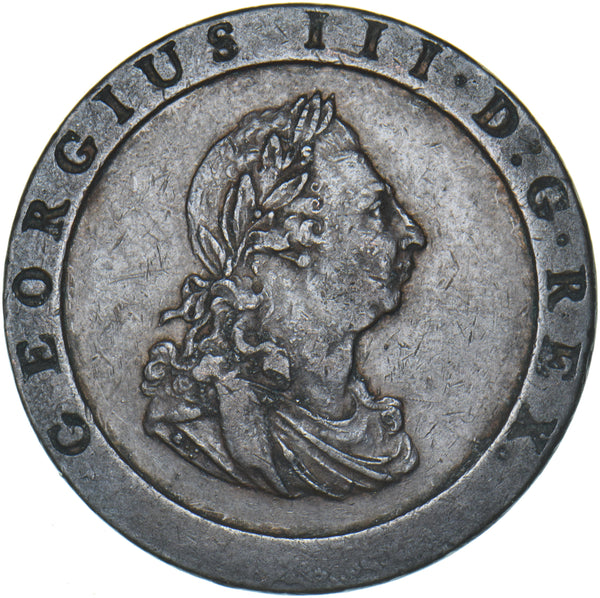 1797 Cartwheel Penny - George III British Copper Coin - Very Nice