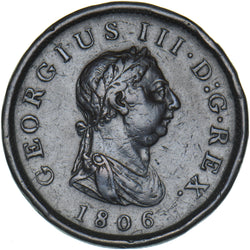 1806 Penny - George III British Copper Coin - Nice