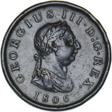 1806 Penny - George III British Copper Coin - Nice