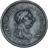 1807 Penny - George III British Copper Coin - Nice