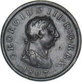1807 Penny - George III British Copper Coin - Nice