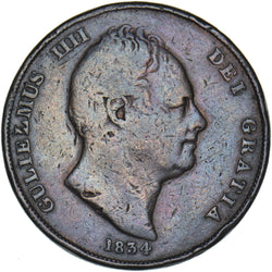 1834 Penny - William IV British Copper Coin