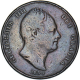 1834 Penny - William IV British Copper Coin