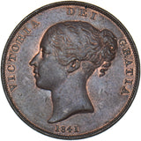 1841 Penny (No Colon) - Victoria British Copper Coin - Very Nice