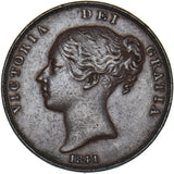 1841 Penny (No Colon) - Victoria British Copper Coin - Nice