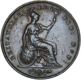 1844 Penny (DFF Flaw) - Victoria British Copper Coin - Nice