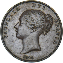 1848 Penny - Victoria British Copper Coin - Very Nice