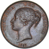 1858 Penny (8 Over 7) - Victoria British Copper Coin - Very Nice