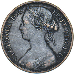 1865 Penny - Victoria British Bronze Coin - Nice