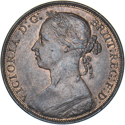 1887 Penny - Victoria British Bronze Coin - Very Nice