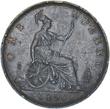 1890 Penny - Victoria British Bronze Coin - Very Nice