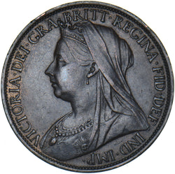 1895 Penny - Victoria British Bronze Coin - Very Nice