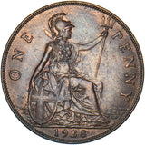1928 Penny - George V British Bronze Coin - Very Nice