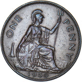 1950 Penny - George VI British Bronze Coin - Nice