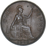 1950 Penny - George VI British Bronze Coin - Very Nice