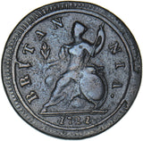 1721 Halfpenny (1 Over 0) - George I British Copper Coin