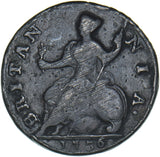 1736 Halfpenny - George II British Copper Coin