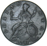 1745 Halfpenny - George II British Copper Coin