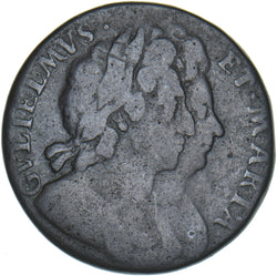 1694 Halfpenny - William & Mary British Copper Coin