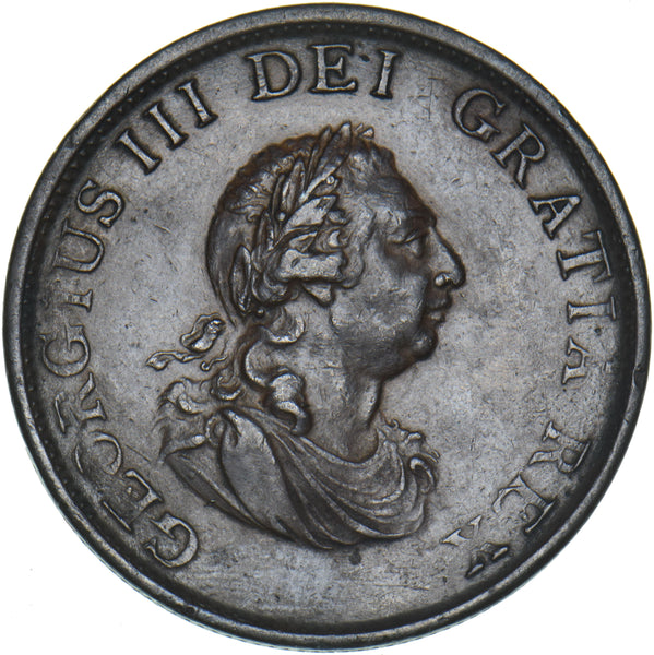 1799 Halfpenny - George III British Copper Coin - Nice