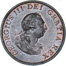 1799 Halfpenny - George III British Copper Coin - Superb