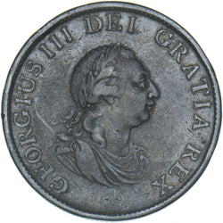 1799 Halfpenny - George III British Copper Coin - Nice