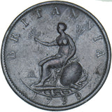 1799 Halfpenny - George III British Copper Coin - Nice