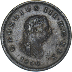 1806 Halfpenny - George III British Copper Coin - Nice