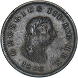 1806 Halfpenny - George III British Copper Coin - Nice