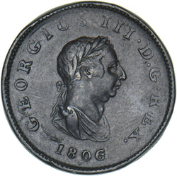 1806 Halfpenny - George III British Copper Coin - Nice