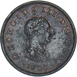 1806 Halfpenny - George III British Copper Coin