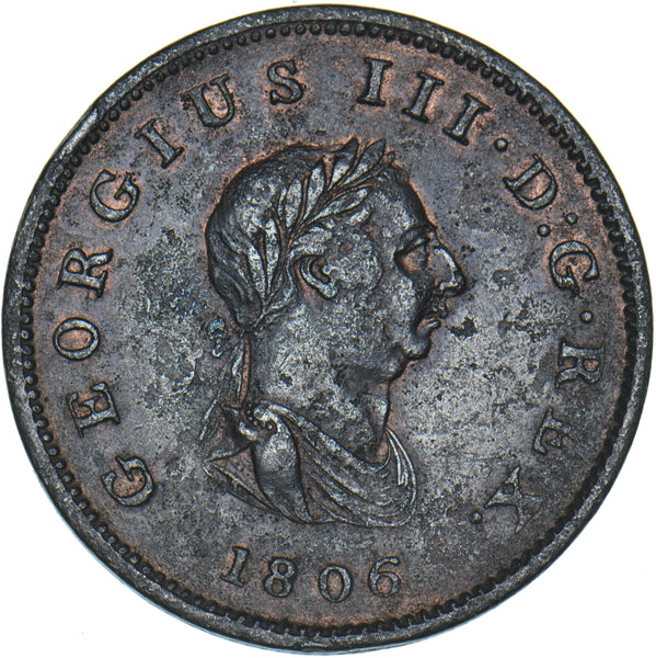 1806 Halfpenny - George III British Copper Coin