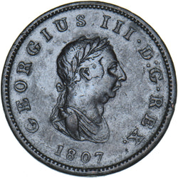1807 Halfpenny - George III British Copper Coin - Nice