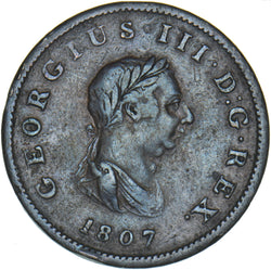 1807 Halfpenny - George III British Copper Coin