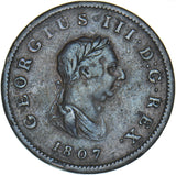 1807 Halfpenny - George III British Copper Coin