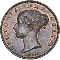 1854 Halfpenny - Victoria British Copper Coin - Very Nice