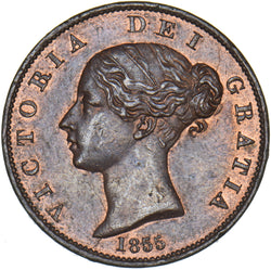 1855 Halfpenny - Victoria British Copper Coin - Very Nice