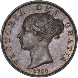 1856 Halfpenny - Victoria British Copper Coin - Very Nice