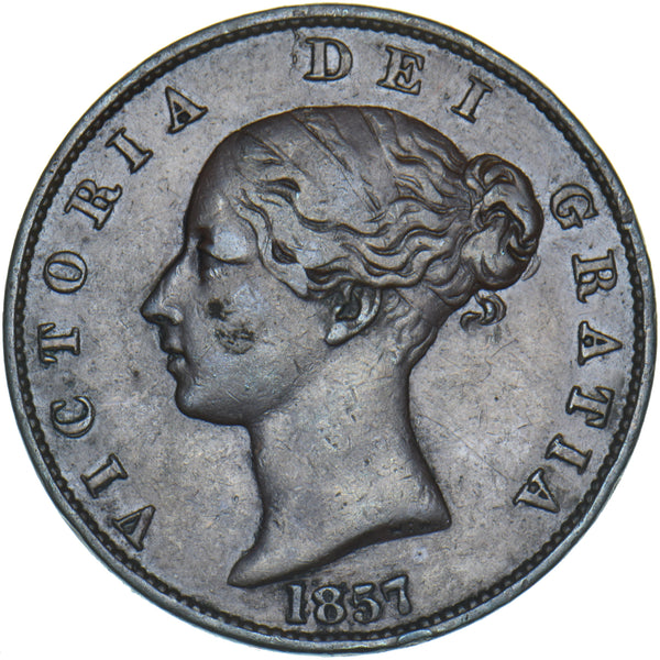 1857 Halfpenny - Victoria British Copper Coin - Nice