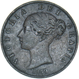 1859 Halfpenny (9 Over 8) - Victoria British Copper Coin - Nice