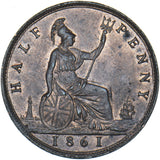 1861 Halfpenny - Victoria British Bronze Coin - Superb