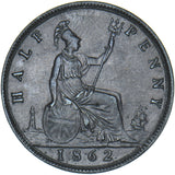 1862 Halfpenny - Victoria British Bronze Coin - Very Nice