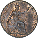 1901 Halfpenny - Victoria British Bronze Coin - Superb