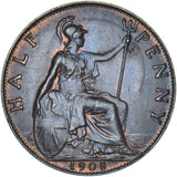 1908 Halfpenny (Engraved) - Edward VII British Bronze Coin