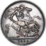 1893 LVI Crown (Davies 503D, Dies 1aG) - Victoria British Silver Coin - Nice