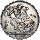 1893 LVI Crown - Victoria British Silver Coin - Nice