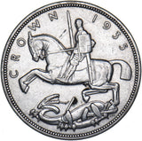 1935 Crown - George V British Silver Coin - Nice
