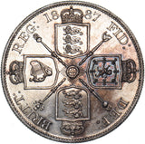 1887 Double Florin (Arabic 1) - Victoria British Silver Coin - Very Nice