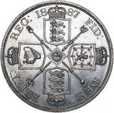 1887 Double Florin (Roman 1) - Victoria British Silver Coin - Very Nice