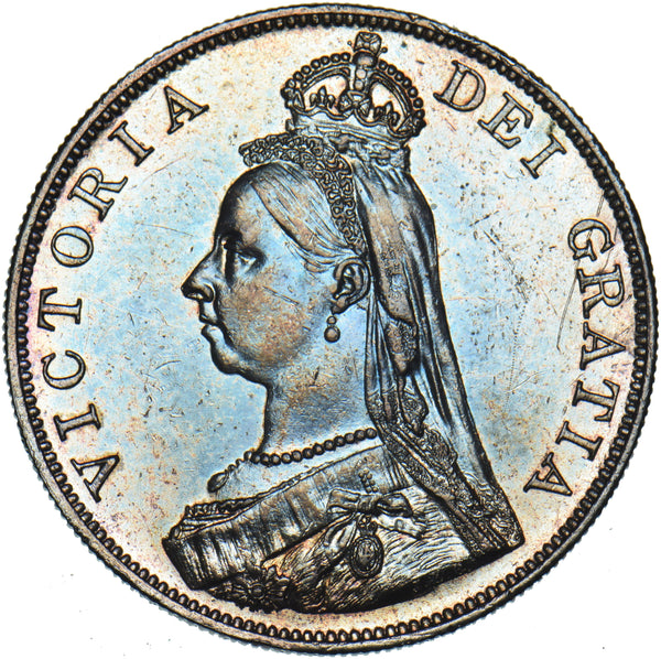1887 Double Florin (Arabic 1) - Victoria British Silver Coin - Nice